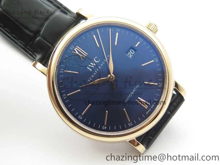 MIROTIME 0319 MoistureWicking Portofino Automatic RG IW356522 FKF 1:1 Best Edition Blue Dial on Black Croco Strap A 7109
